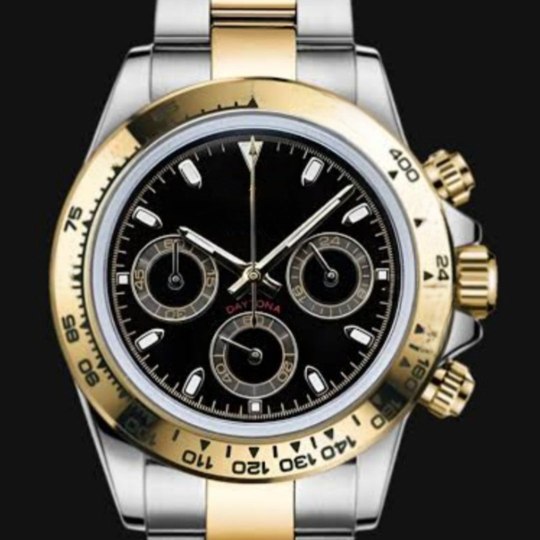 Seiko Ice Blue Chronograph Watch Men | Black Ceramic Tachymeter Bezel | 904L Steel Oyster Bracelet | Triple Sub-Dial Sport Watch
