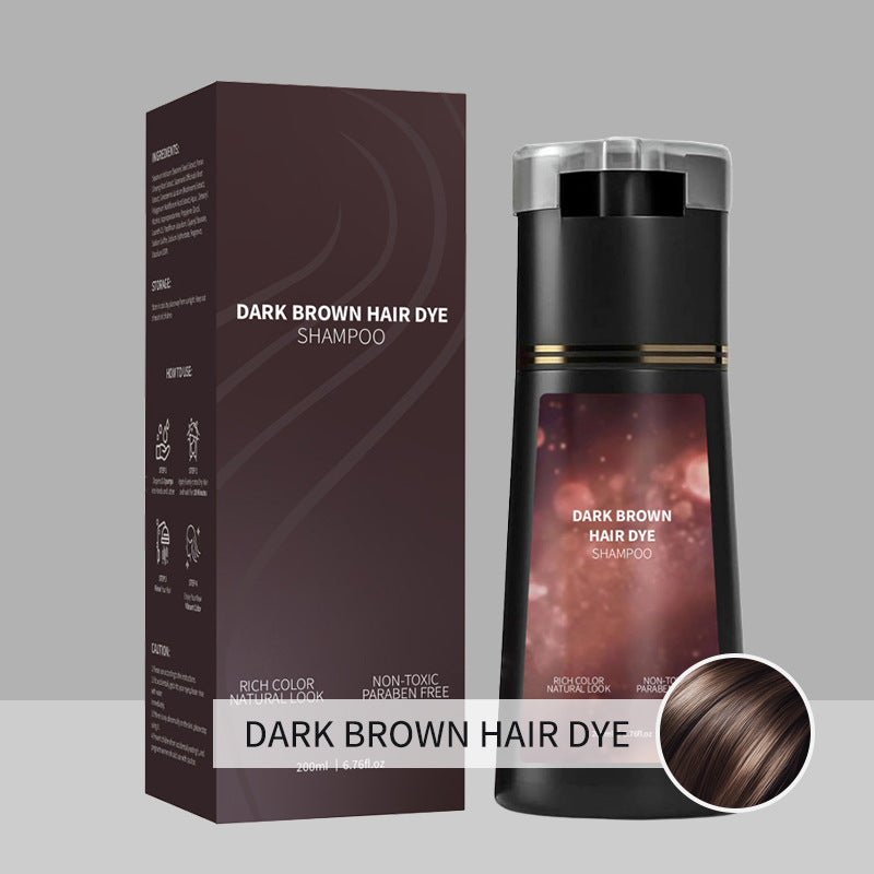 NOAV Haar Dunkelbraun Haarfärbeshampoo 200ml Satter Farbton Parabene-frei Ungiftig Natürlicher Look Grauabdeckung Farbshampoo für Männer und Frauen