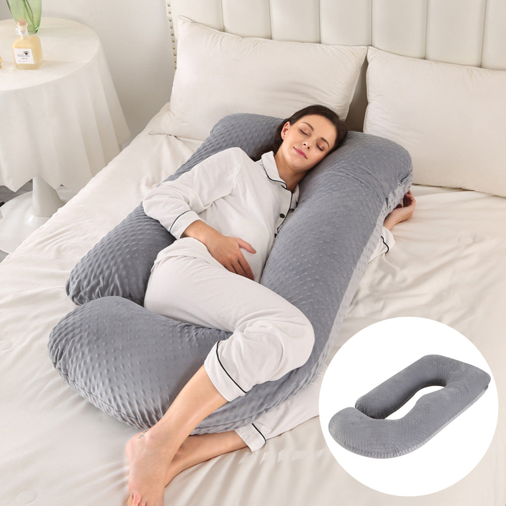 U-Shape Full Body Pregnancy Pillow | Velvet Maternity Body Pillow for Belly Back Hip & Knee Support | Side Sleeper Total Support Cushion | Grey
