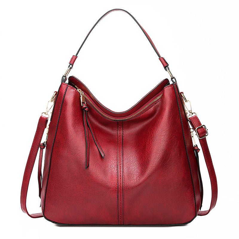 Brown Vegan Leather Hobo Shoulder Bag | Large Women's Tote Crossbody Handbag with Zipper & Tassel Detail