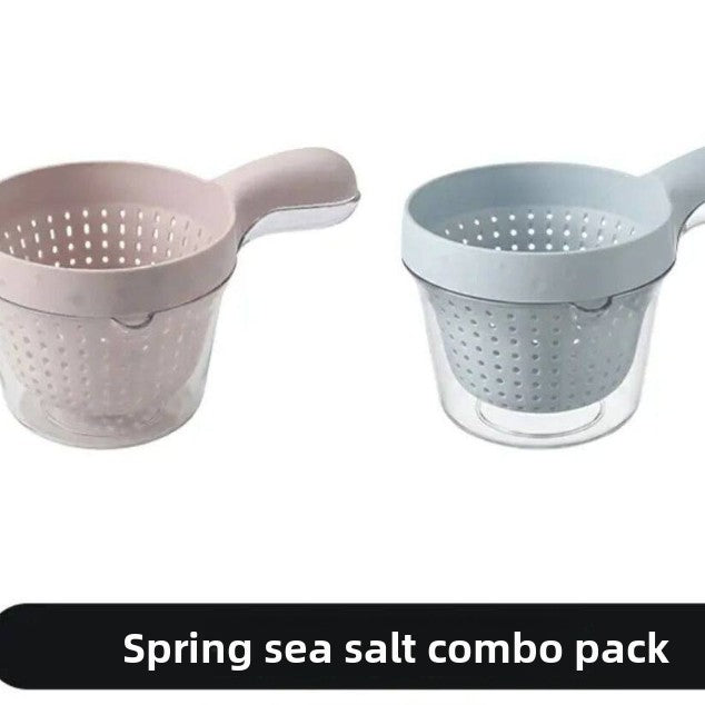 Spring Sea Salt Combo Pack | 2-Piece Kitchen Strainer Colander Set with Handle ? BPA-Free Plastic, Dishwasher Safe