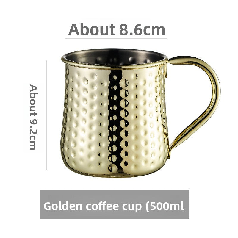Hammered Moscow Mule Mug | Copper Rose Gold & Black Stainless Steel Cocktail Cup | Premium Bar Drinkware for Home & Party