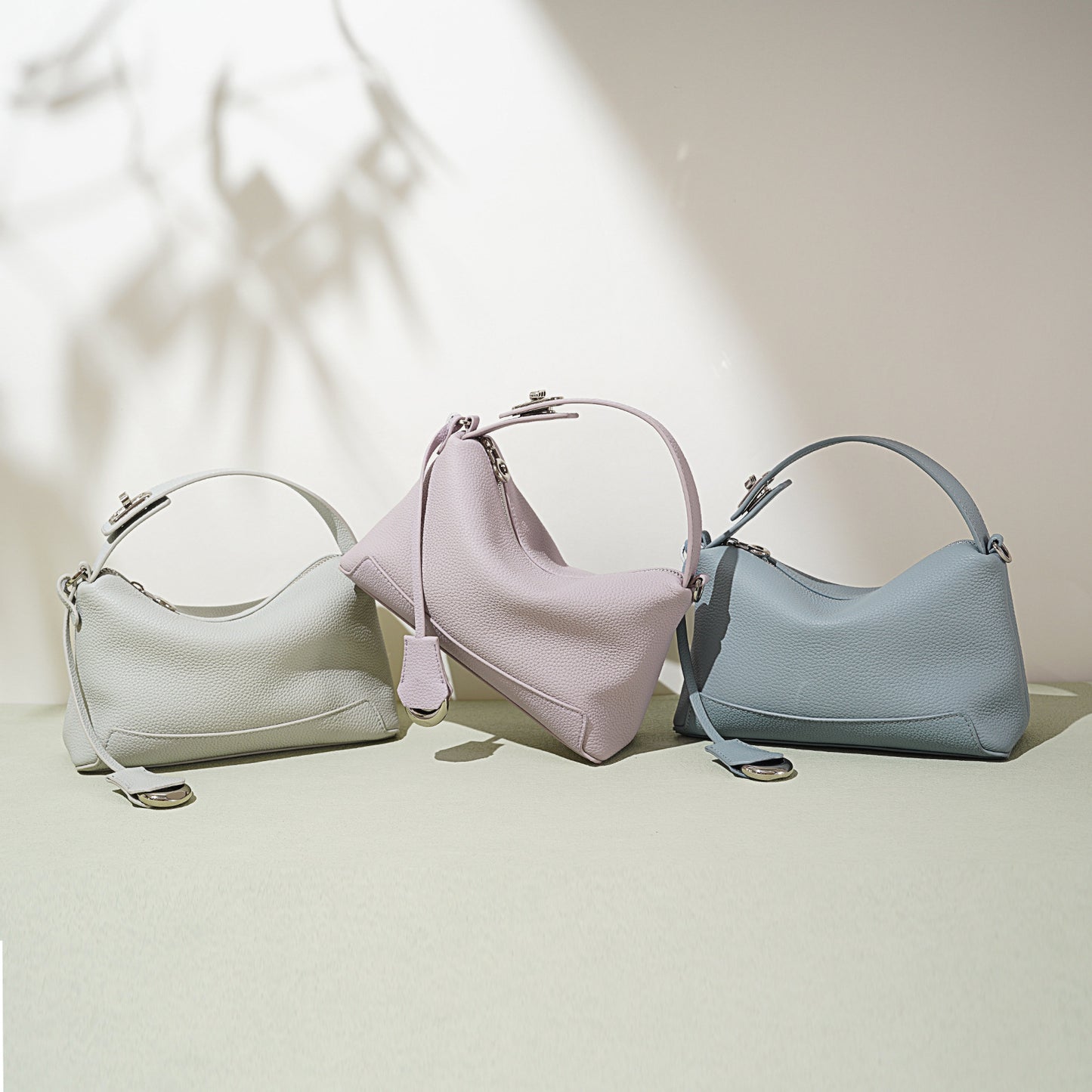 Taupe Pebbled Leather Hobo Bag | Neutral Shoulder Bag