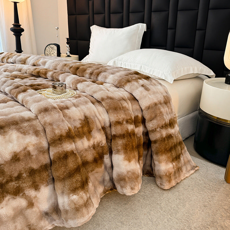 Coperta in pile soffice a righe crema | Plaid in peluche ultra morbido per letto e divano | Calda coperta invernale