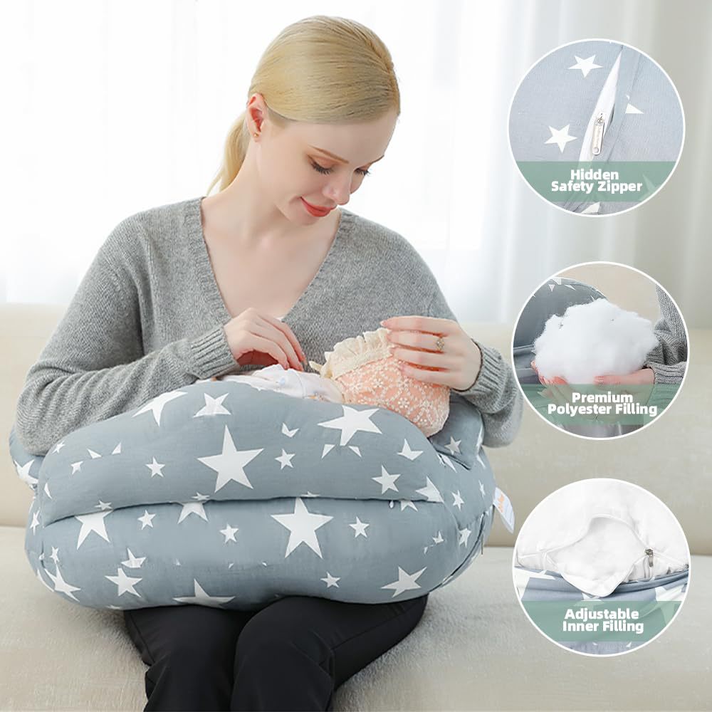 Nursing Breastfeeding Pillow | Botanical Print Baby Feeding Support Cushion | Newborn Infant Arm & Lap Pillow | Postnatal Breastfeeding & Bottle Feeding
