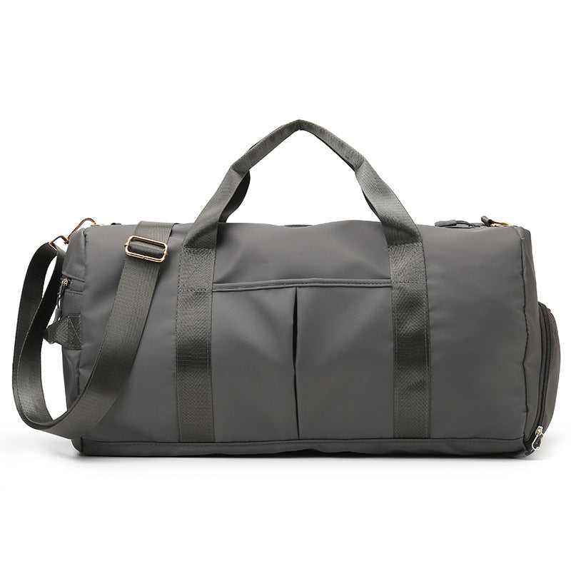 Beige Canvas Gym Duffel Bag - Sports Travel Bag with Shoe Compartment | Yoga Workout Weekender Tote for Women