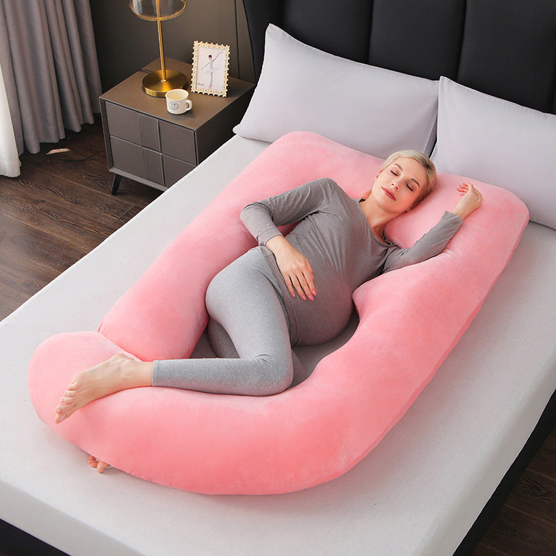 Extra Large U-Shape Full Body Pregnancy Pillow | Navy Blue Plush Velvet Maternity Pillow | Total Head Belly Back Hip Knee Support | Side Sleeper All Trimesters