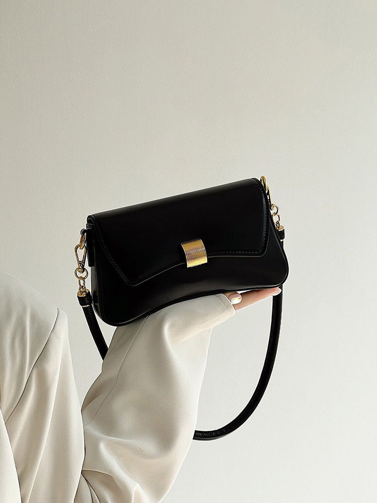 White Mini Shoulder Bag with Gold Hardware | Leather Flap Crossbody Purse | Chic Women's Handbag