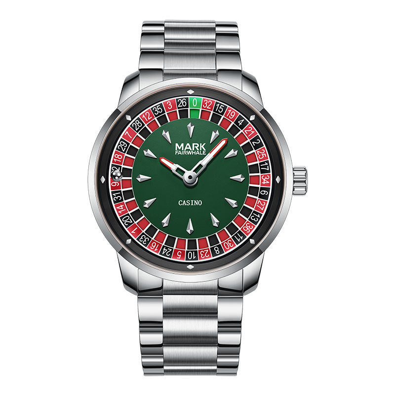 Promaster Fairwhale Men's Roulette Bezel Watch | Green Dial Stainless Steel Bracelet | Fire Extinguisher Gift Box Novelty Packaging
