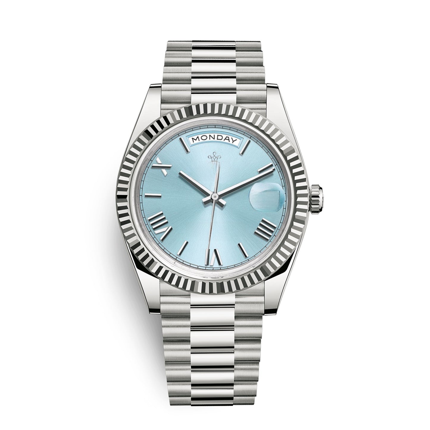 LGXIGE Men's Gold Day-Date Watch | Champagne Dial Fluted Bezel Presidential Bracelet Roman Numeral Luxury Watch