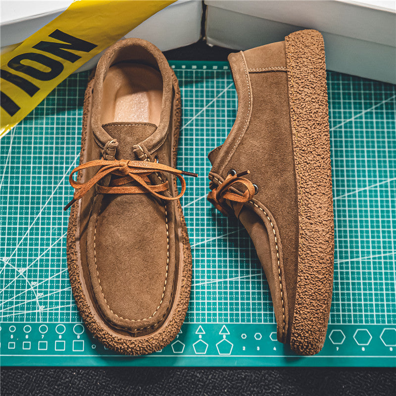 Suede Lace Up Casual Shoes Men Moccasin Wallabee Style Crepe Sole Loafer | Comfortable Everyday Flat Walking Shoes Outdoor Fashion Sneaker