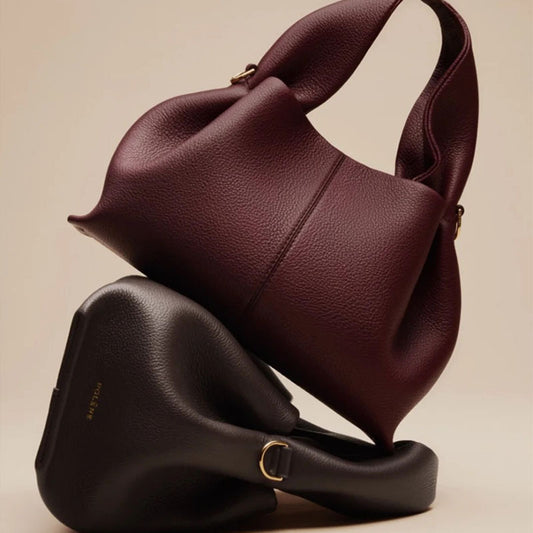 Polene Numero Un Bag in Black Pebbled Leather - Iconic French Handbag | Luxury Shoulder Bag with Top Handle