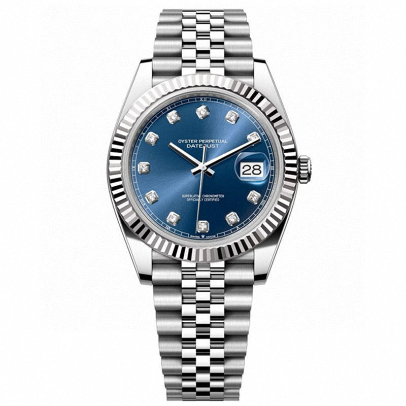 Men's Datejust Style Watch | Black Sunray Dial Fluted Bezel Date Window | Jubilee Bracelet Stainless Steel Luxury Chronometer Timepiece