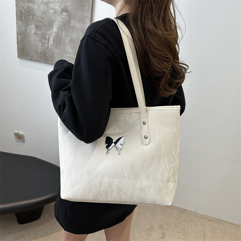 Pink Velvet Tote Bag with Butterfly Hardware - Soft Textured Shoulder Bag | Feminine Everyday Tote