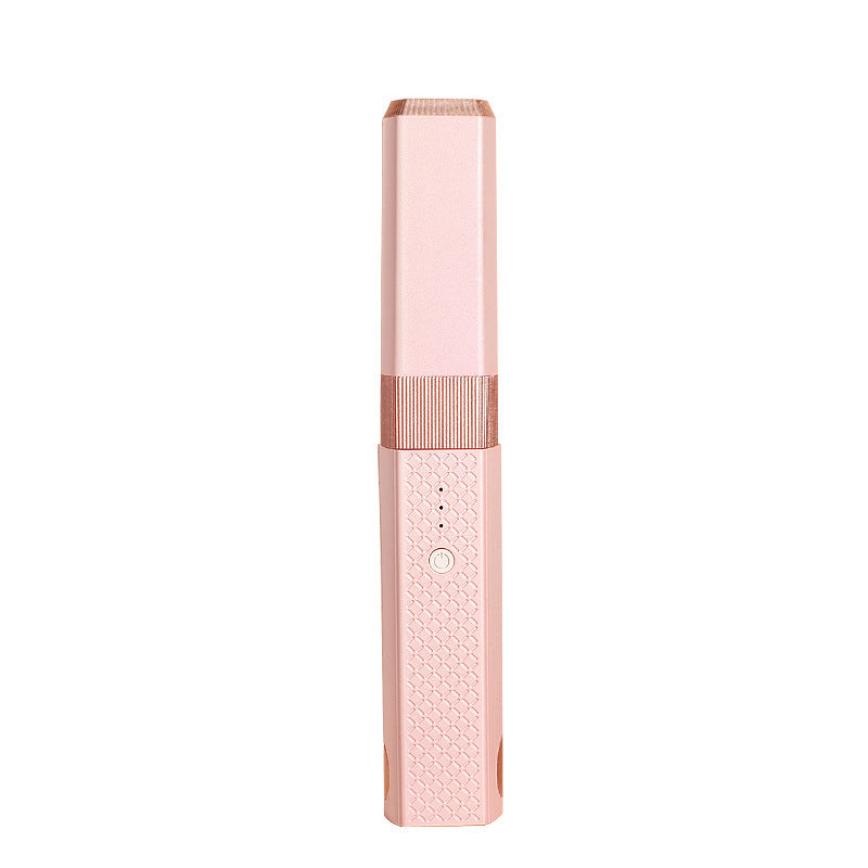 Mini Diamond Pattern Cordless Flat Iron | Pink Rechargeable Ceramic Plate Travel Hair Straightener with Cap | Pocket Wireless USB Hair Iron for Women & Girls