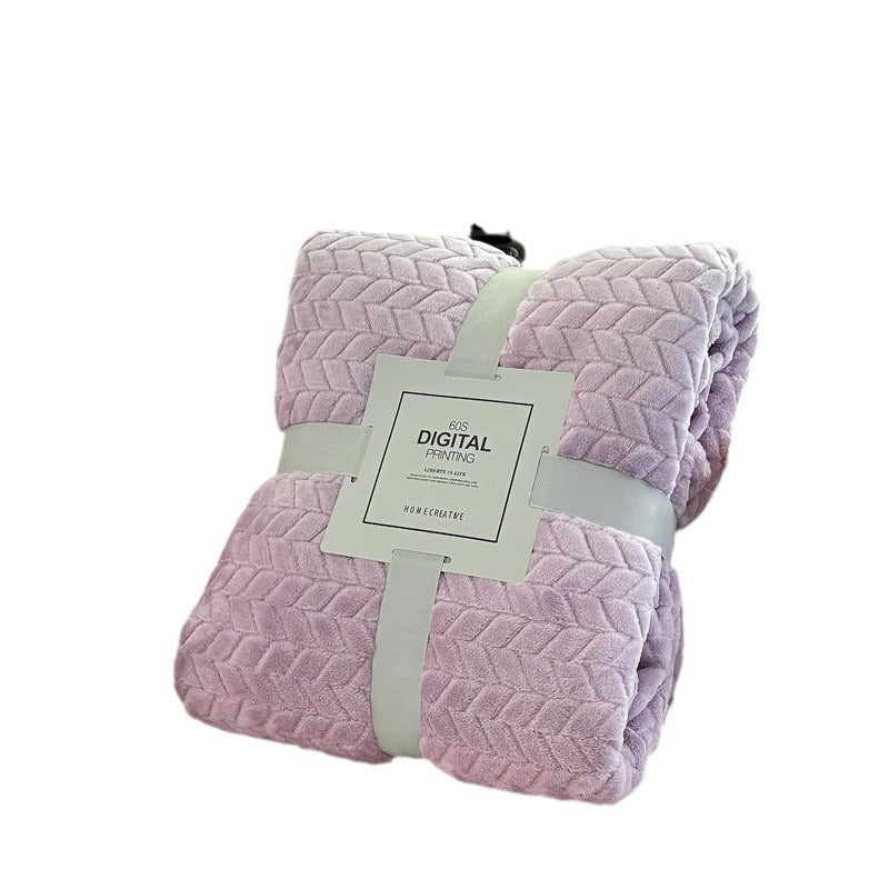 Lavender Flannel Throw Blanket | Soft Cable Knit Texture Fleece Blanket | Home Creative 60S Digital Print Cozy Blanket