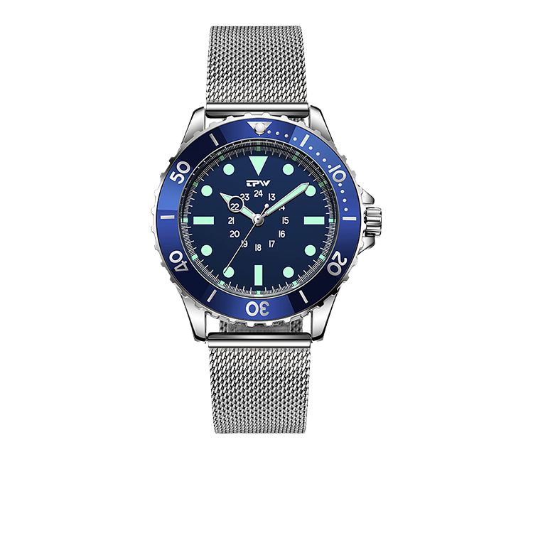 TPW Black Diver Style Watch Men | Luminous Dial Rotating Bezel Silicone Strap Sport Quartz Watch