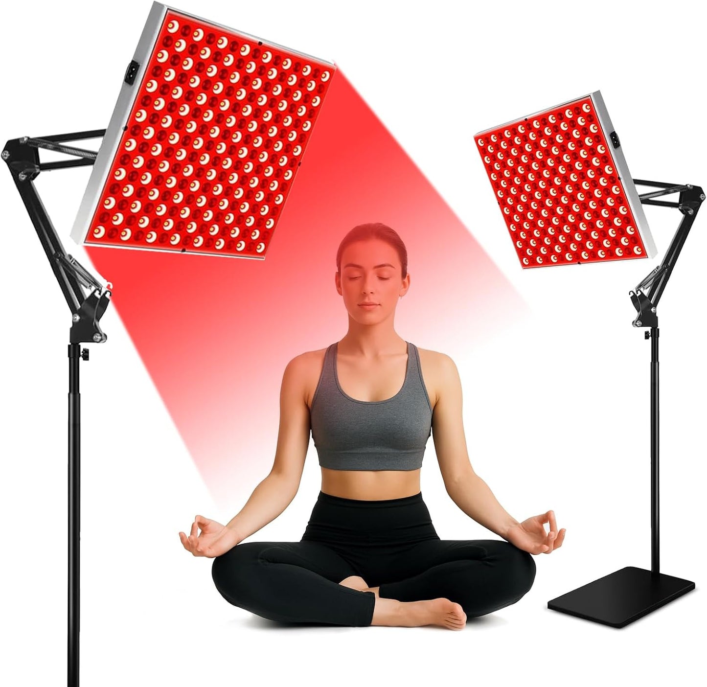 Red Light Therapy Panel with Adjustable Stand Set of 2 Full Body LED Infrared Light Therapy Device for Skin Health Pain Relief and Muscle Recovery