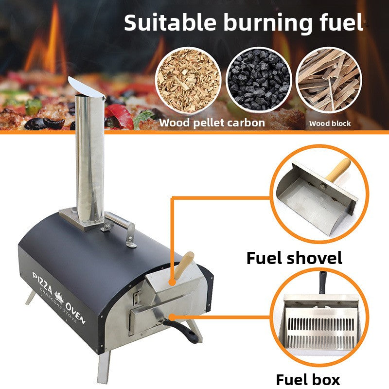 Portable Outdoor Charcoal Pizza Oven | Wood Fired Pizza Stove with Chimney & Thermometer | Backyard Camping Pizza Maker