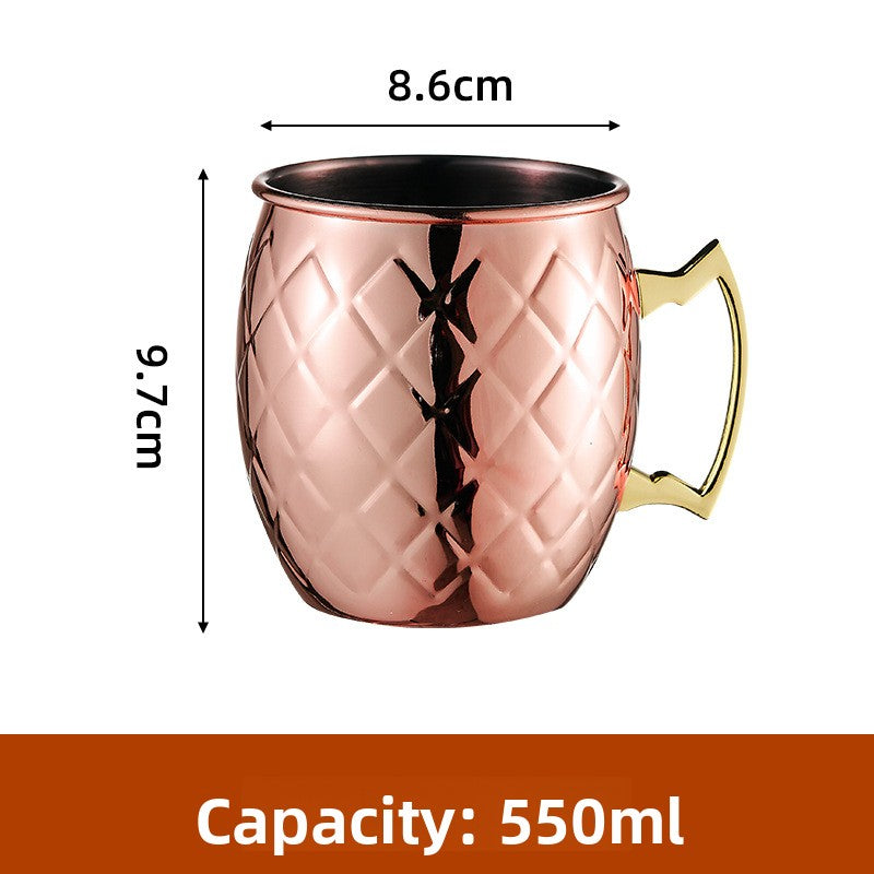 Hammered Moscow Mule Mug | Copper Rose Gold & Black Stainless Steel Cocktail Cup | Premium Bar Drinkware for Home & Party