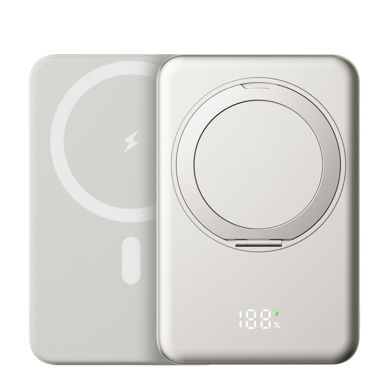 Magnetic Wireless Charging Power Bank with Kickstand & Ring Holder | MagSafe Compatible Portable Charger for iPhone