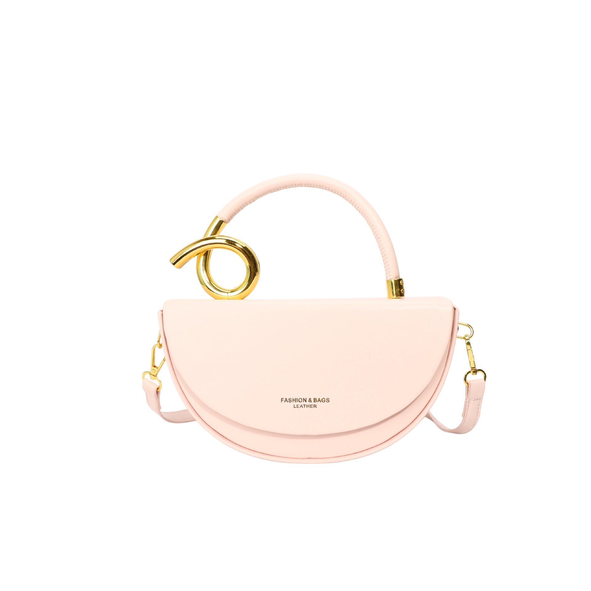 Black Half Moon Crossbody Bag with Gold Ring Handle | Mini Bag