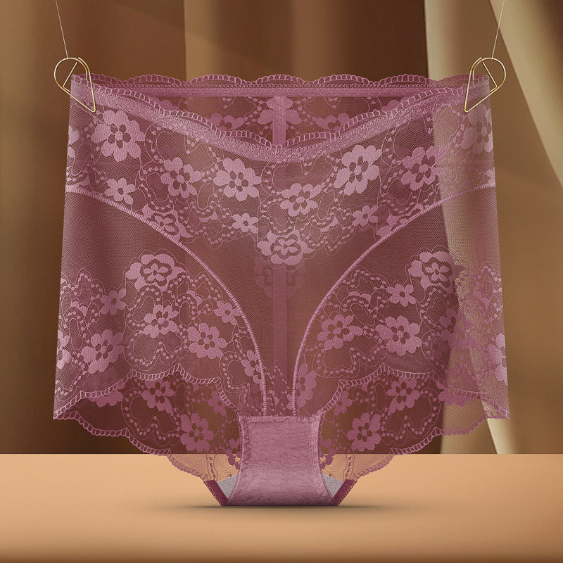Black High Waist Floral Lace Panties for Women | Sheer Mesh Underwear | Sexy High Rise Briefs