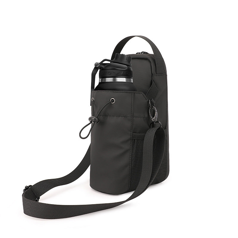 Large Water Bottle Carrier Bag with Shoulder Strap & Handle | Fits 64oz 128oz Jugs | Crossbody Bottle Holder Pouch with Pockets