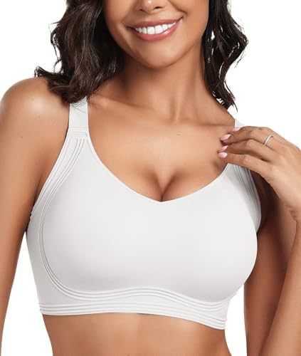 Women's Seamless Wireless Bra | Padded V-Neck No Underwire Comfort Bra | Soft Supportive Everyday Bralette Lavender
