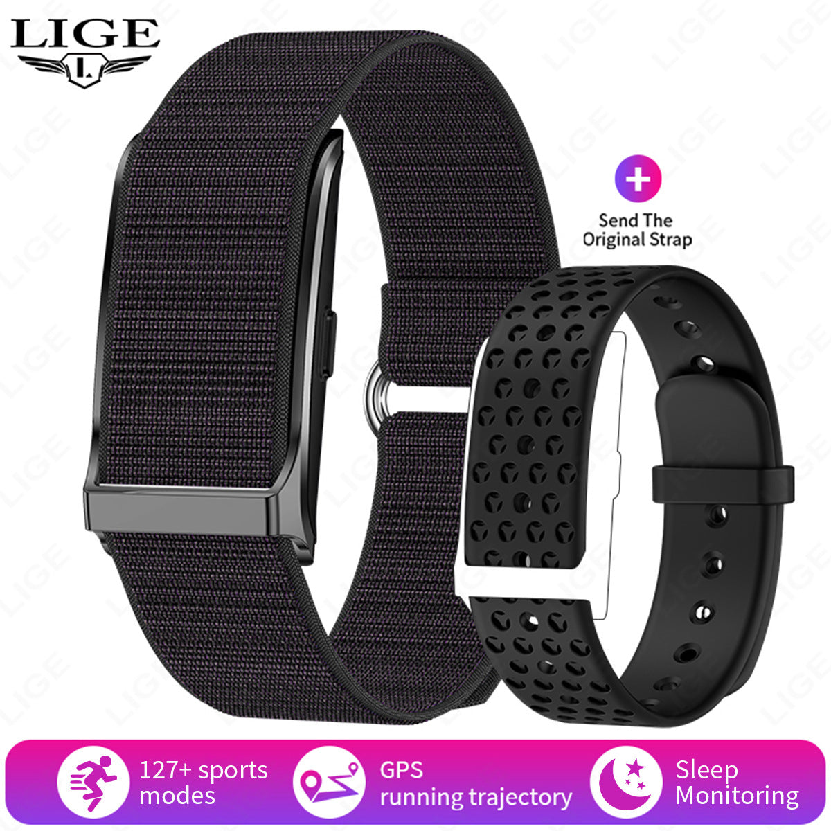 Smartwatch ohne Display, Fitnessband mit Herzfrequenz, Blutsauerstoff, Blutdruck, Schlafmonitor, GPS, 127 Sportmodi und Menstruationszyklus-Tracking