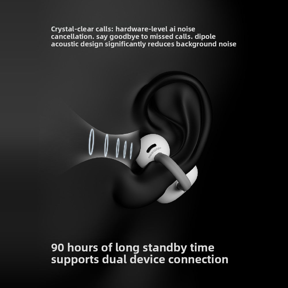 Moondrop Open Ear Wireless Earbuds Hardware AI Noise Cancellation Dipole Acoustic Design Crystal Clear Calls 90H Standby Dual Device Connection Bluetooth TWS for iPhone Android Work Music