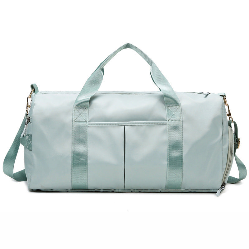 Beige Canvas Gym Duffel Bag - Sports Travel Bag with Shoe Compartment | Yoga Workout Weekender Tote for Women