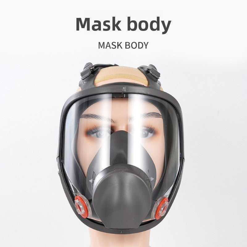 Full Face Respirator Gas Mask 7-Piece Set with No.3 Filter Box & 10 Filter Cotton | Industrial Chemical Protection Mask