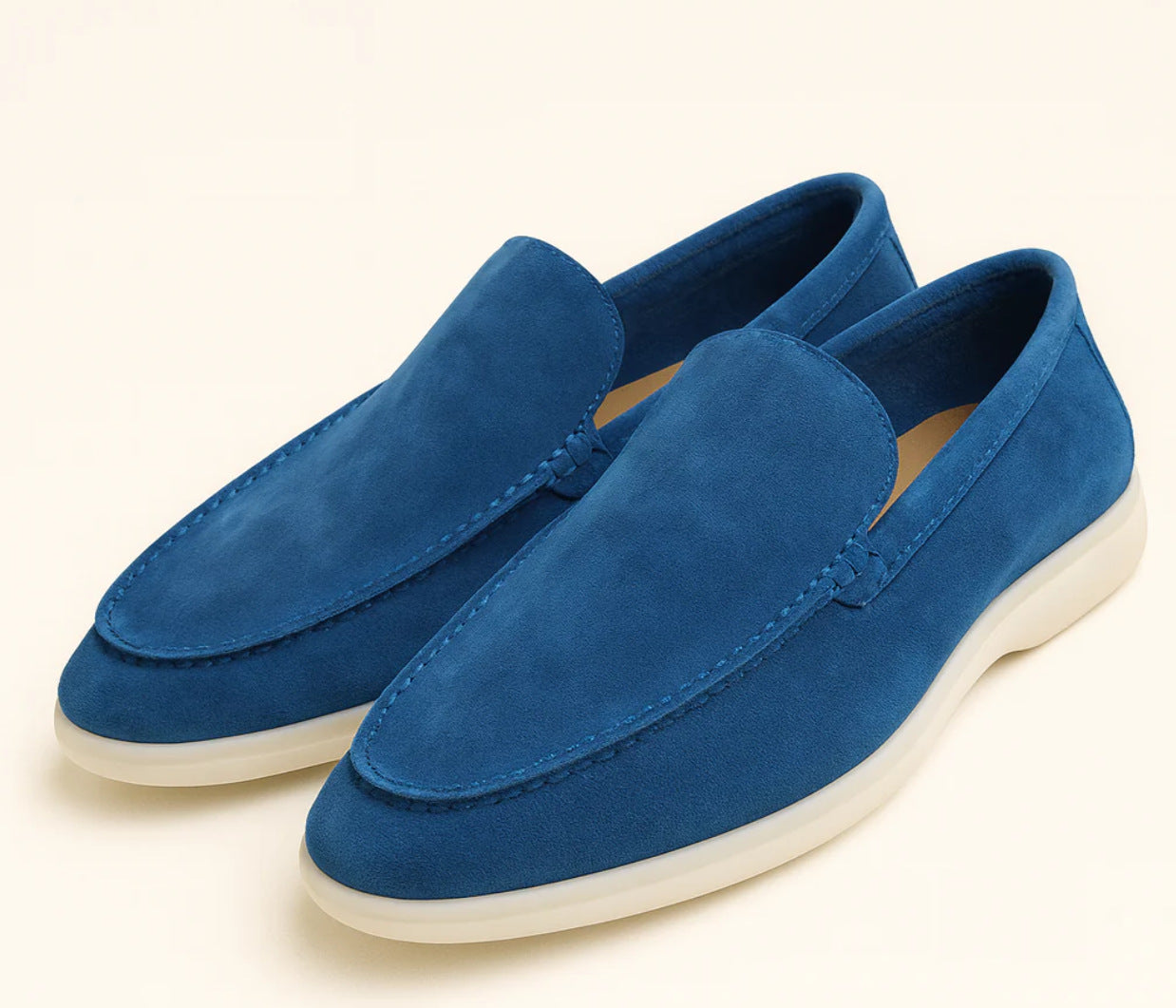 Men's Black Suede Slip-On Loafers | White Rubber Sole Venetian Casual Dress Shoes