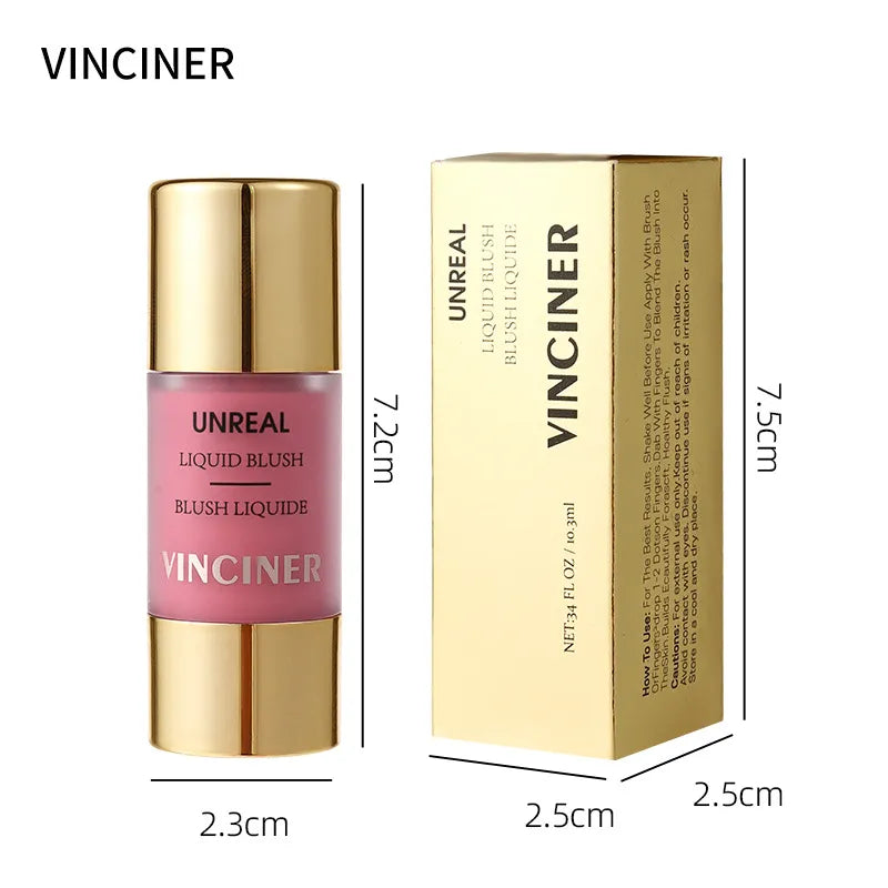 أحمر خدود سائل VINCINER Unreal – مجموعة من 7 ألوان | مجموعة كاملة لتلوين الخدود | تورّد ندي قابل للزيادة لجميع ألوان البشرة – حزمة الألوان الكاملة
