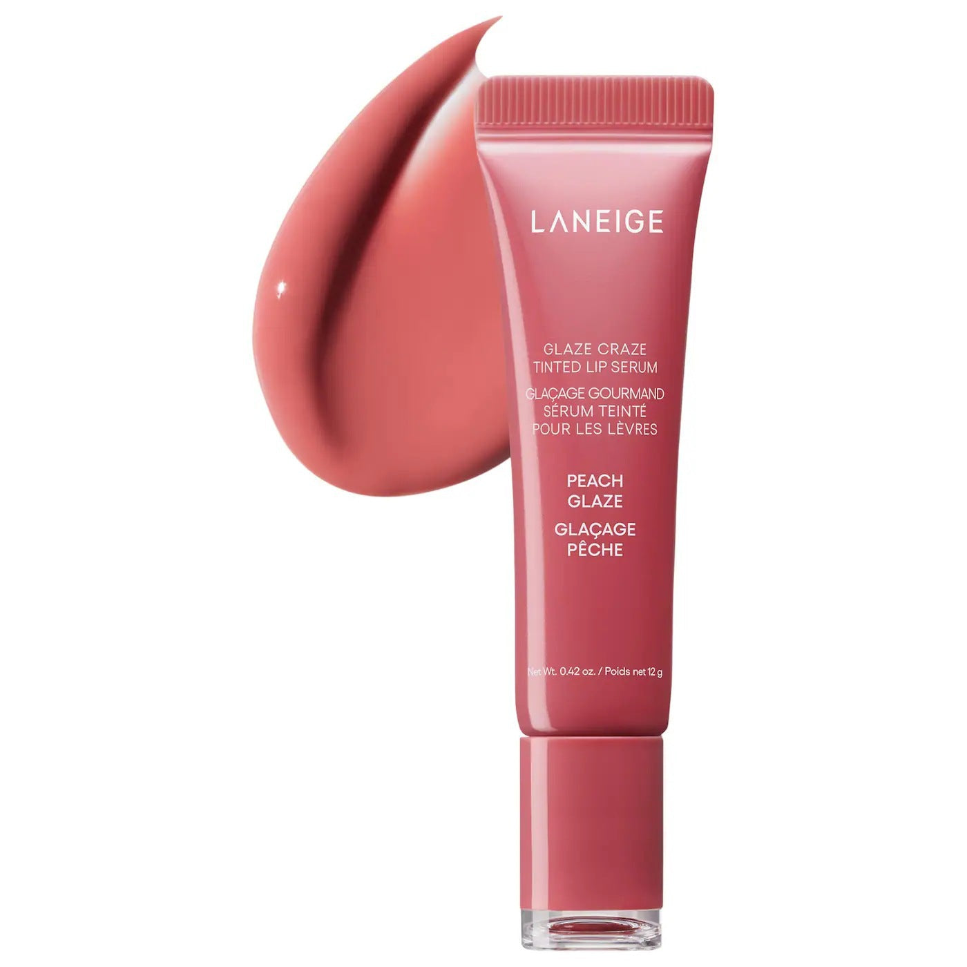 Laneige Glaze Craze Tinted Lip Serum | Hydrating Glossy Lip Serum Cinnamon Sugar Chocolate Peach 12g