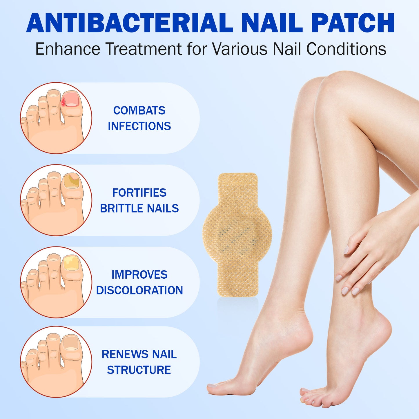 ELAIMEI Fungal Nail Patches | 21-Pack Overnight Hydrogel Nail Repair Treatment | Anti-Fungal Toenail Restoration Patches