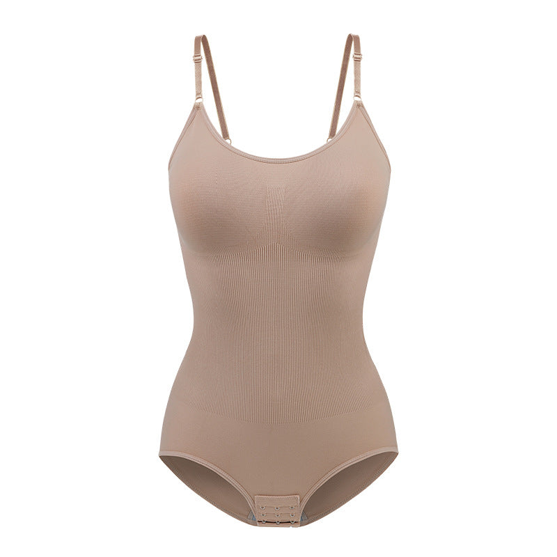 Women's Seamless Sculpting Bodysuit with Chest Pad | Stretch Knit Tummy Control Shapewear with Crotch Opening