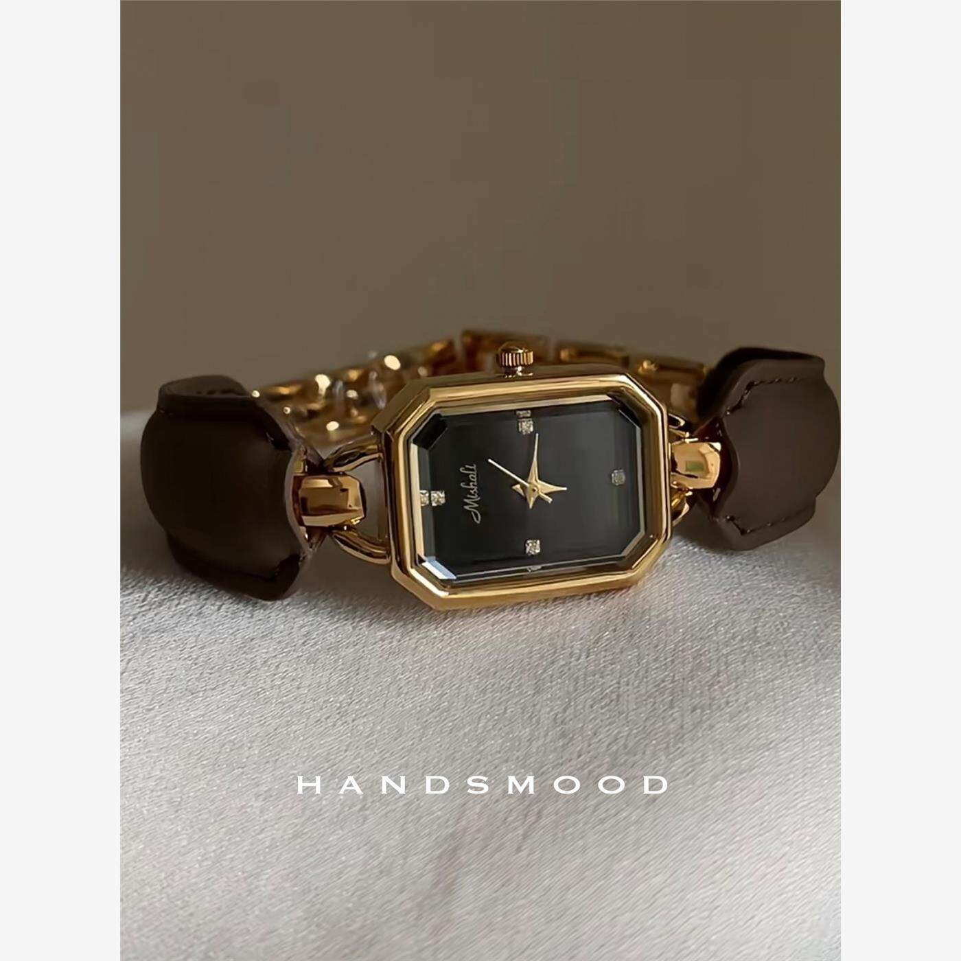Women's Pearl Bracelet Watch | Double Strand Pearl Gold Crystal Clasp Mother of Pearl Roman Numeral Dial | Handsmood Elegant Jewelry Watch