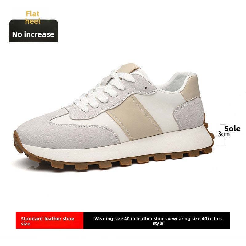 Light Gray Suede Retro Runner Sneaker Beige Panel White Lace Up Gum Sole Casual | Women Men Comfortable Everyday Walking Fashion Sneaker Shoes