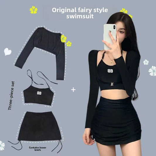 Black Halter Crop Top & Ruched Mini Skirt Set | Letter Print Hardware Strap Two Piece | Sporty Chic Streetwear Outfit Women