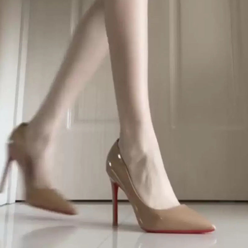 Black Patent Leather Pointed Toe Stiletto Pumps with Red Sole & Red Lining | Iconic Luxury Power Heels for Women