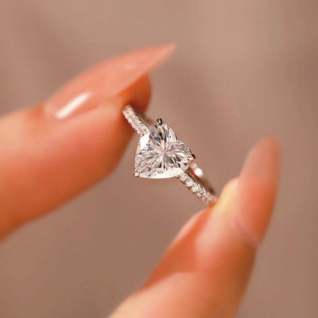 Heart Shape Zirconia Inlay Ring