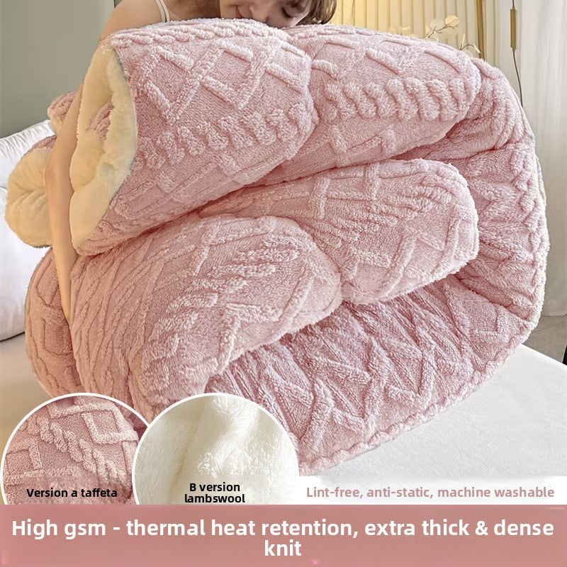 Double-Sided Fleece Blanket | Soft Taffeta & Thickened Lambswool Warm Throw Blanket for Bed & Sofa