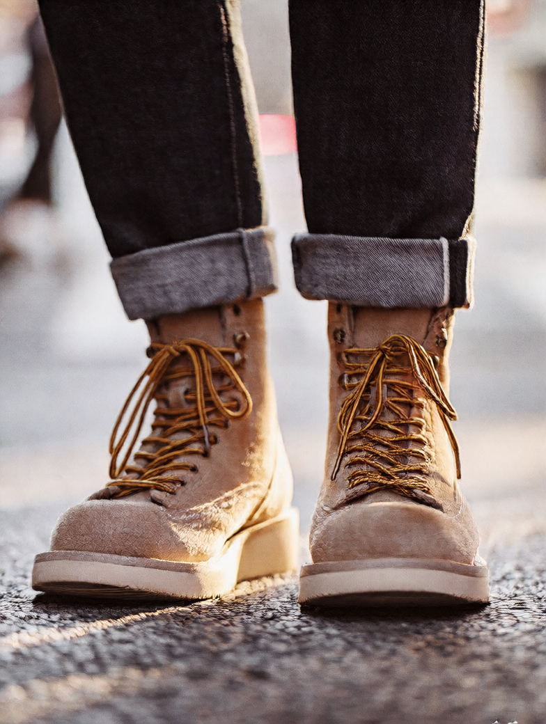Maden Heritage Men's Suede Lace-Up Ankle Boots - Rugged Moc Toe Work Boot with Thick Rubber Sole & Vintage Style