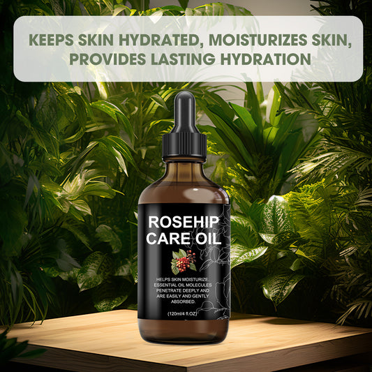 Hagebutten-Pflegeöl 120 ml | Intensiv feuchtigkeitsspendendes Gesichts- und Körperöl | Ätherisches Öl für Hautfeuchtigkeit, einen strahlenden Teint und Anti-Aging 