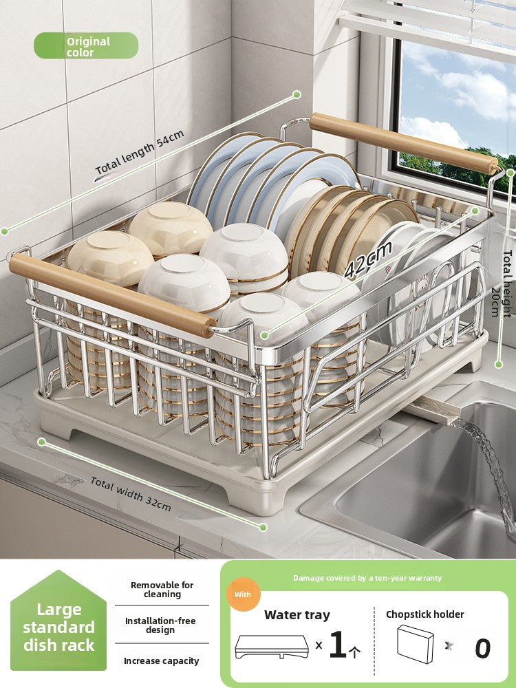 2-Tier Dish Drying Rack with Drainage | Large Capacity Kitchen Organizer with Cutting Board, Knife & Chopstick Holder | Countertop Dish Drainer