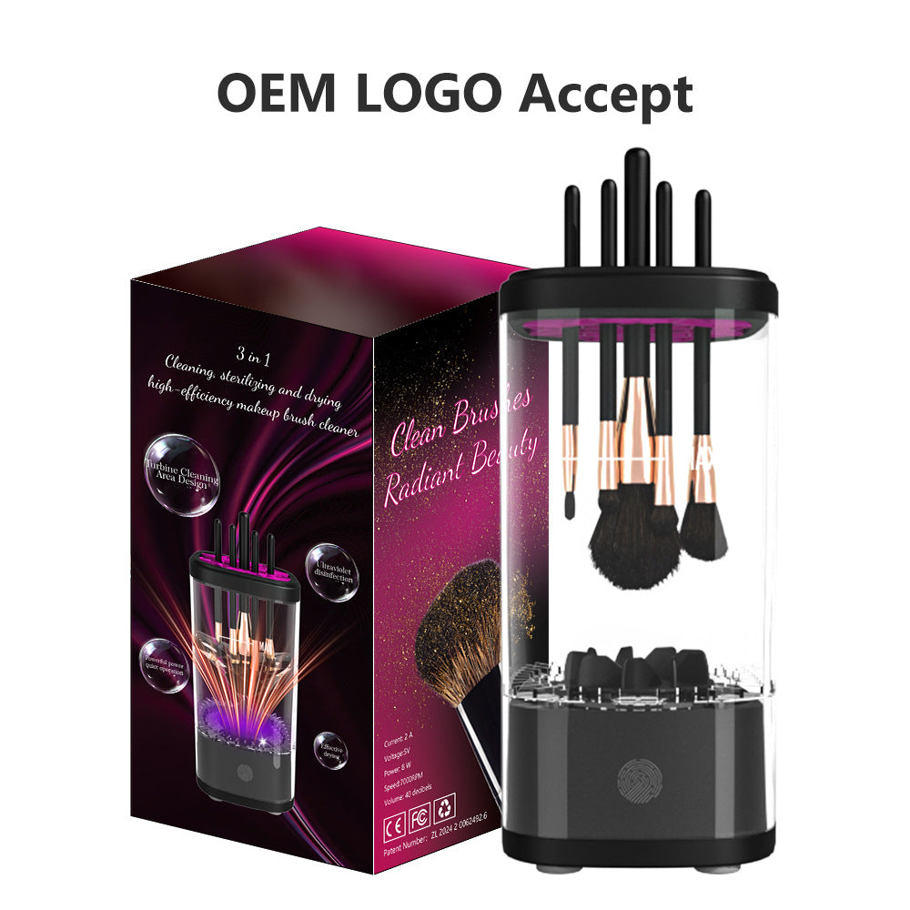 Electric Makeup Brush Cleaner Machine | Automatic Brush Washing Drying Storage Tool USB Rechargeable