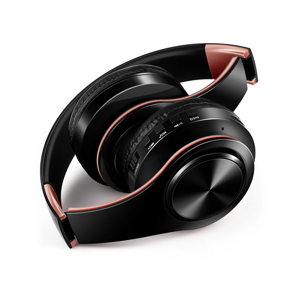Foldable Bluetooth Wireless Headphones Black Rose Gold Over Ear HiFi Stereo Sound Deep Bass Cushioned Ear Cups Adjustable Headband Volume Control Mic for Music Gaming Travel iPhone Android