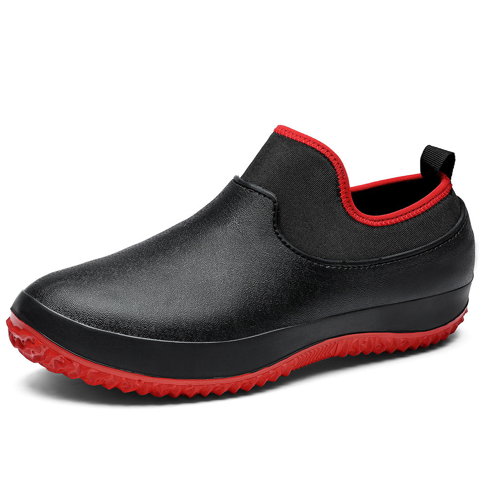 Waterproof Slip-On Chef Shoes Men Women | Non-Slip Kitchen Work Shoes Rain Shoes Black Red